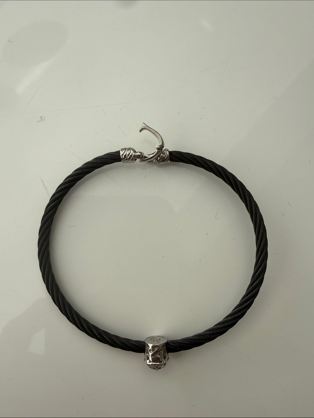 ALOR black cable twist stainless steel bracelet with a white topaz NEVER WORN